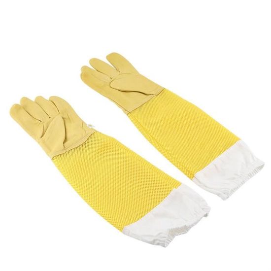 Gants D'Apiculture En Peau De Chèvre - Taille L - Manches Longues Ventilées - Protection Contre Piqûres