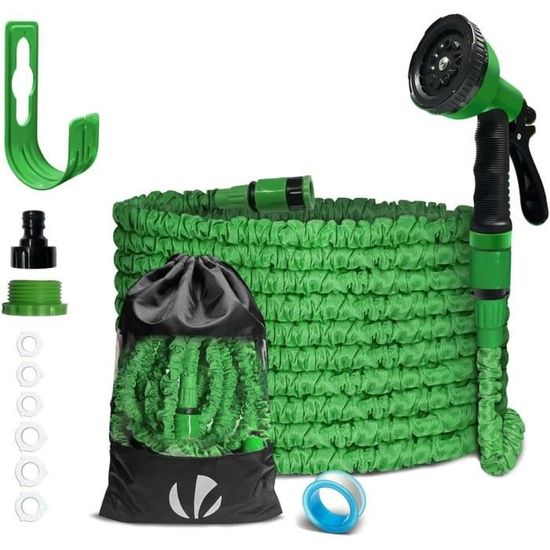 Tuyau D'arrosage Extensible Renforcé 30m Noir - 10 Modes Raccord Et Sac De Rangement Inclus Flexible Anti Fuite Vounot 86395434