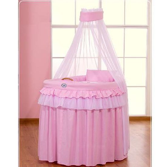 Berceau Bebe En Osier Complet Avec Textile Rose Cdiscount Puericulture Eveil Bebe