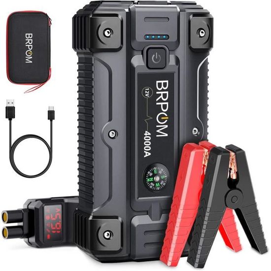 Booster Batterie YUSMAN 4000A 15800mAh - Démarreur 12V + Compresseur 150PSI - Pour Voiture, Moto, Camping-car