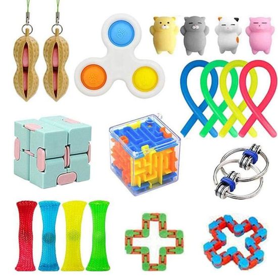 2 Fidget Toys Sensoriels PUSH BUBBLE - Anti-Stress, Pour Autisme Et Besoins Spéciaux