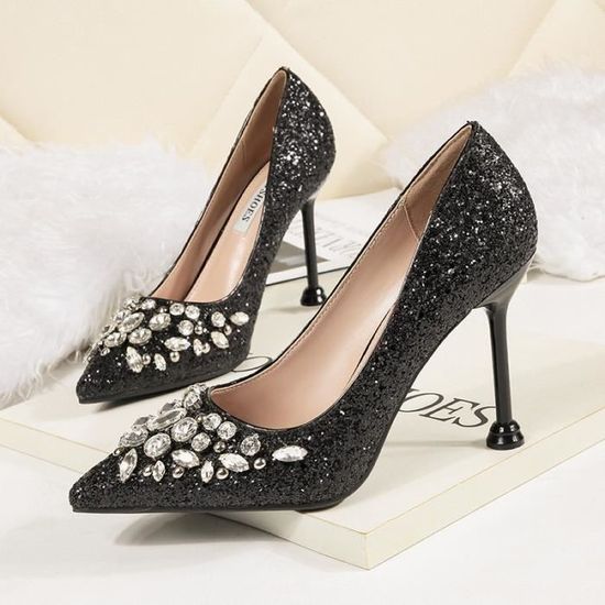 Escarpins Argentes Sexy Pointu a Bride Mariage Chaussure a Petits
