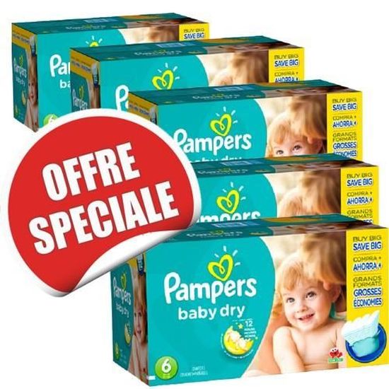 208 Couches Pampers Baby Dry taille 6