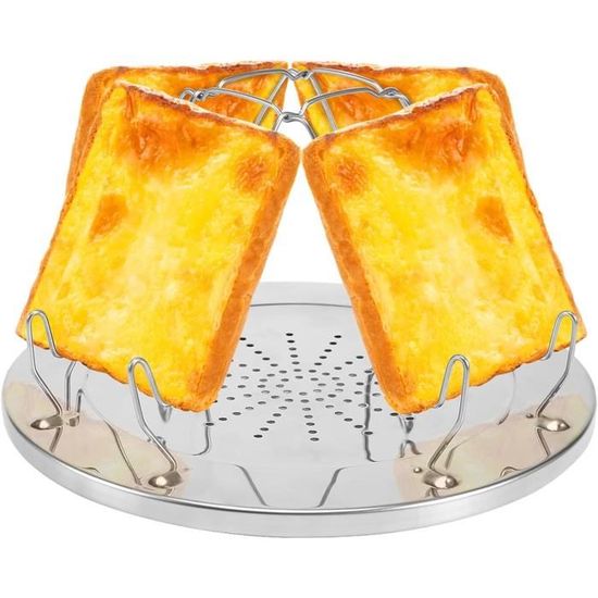 Grille-pain De Camping Sonew – Pliable En Acier Inoxydable, 2 Tranches, Poignées Caoutchoutées – Pour Gazinière, Pique-nique Et Pêche