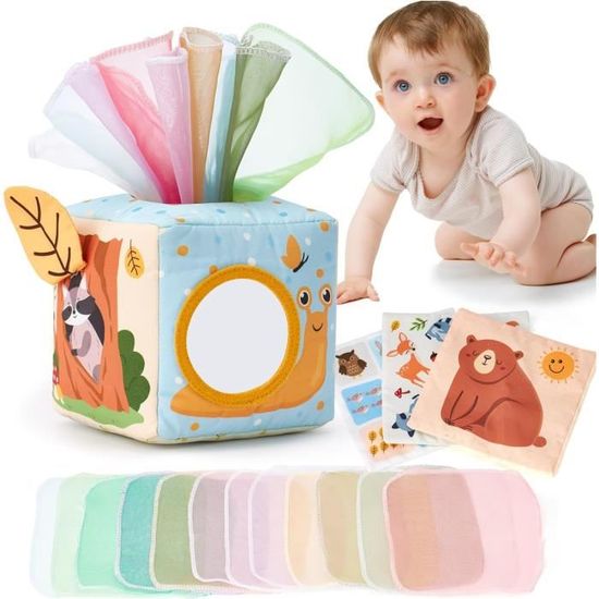 Jouet Bébé 6 Mois - Peluche Sensorielle Avec Grange, Hochet, Miroir, Papier Froissé - 6 Animaux De La Ferme - Éveil Montessori 0-36 Mois