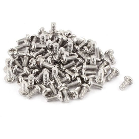 Vis à Tête Plate Cruciforme M2.5x6mm - Acier Inoxydable 316 - Lot De 60 Pièces - Neuf
