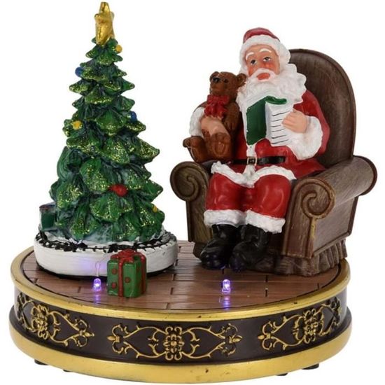 Décoration de Noël Lumineuse pour Village de Noël Père Noel avec