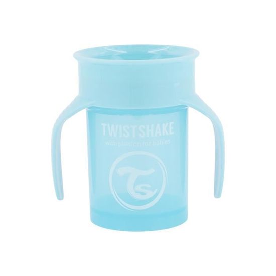 Twistshake Tasse à bec 360 ​​avec poignées - Bébé  - 230 ml -Tasse de sevrage anti-fuite- Sans BPA -Entraînement - Enfants-6m+-Bleu