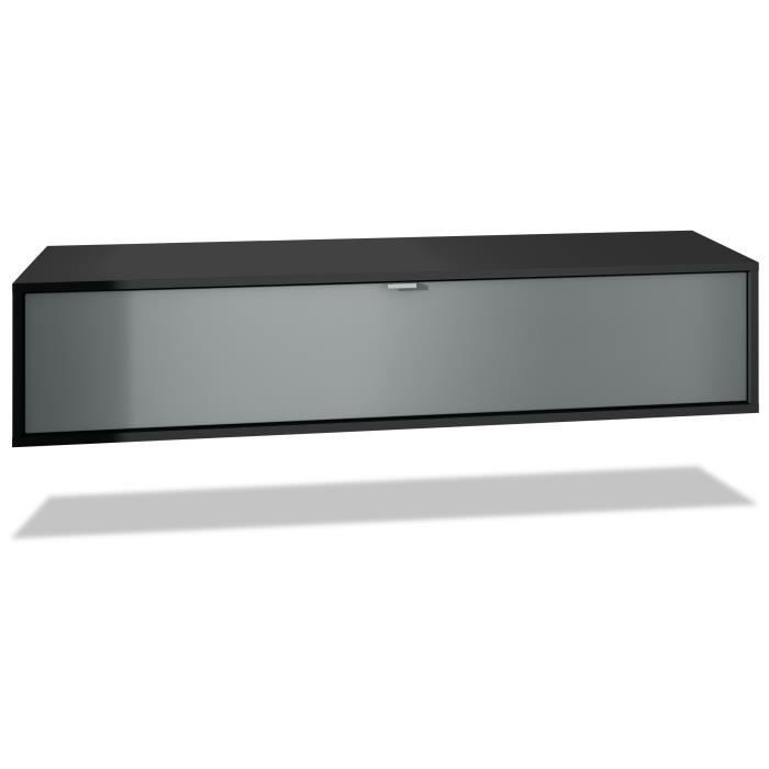 Vladon Meuble TV Lana 120 armoire murale lowboard 120 x 29 x 37 cm caisson en Blanc mat façades en Graphite satiné mat