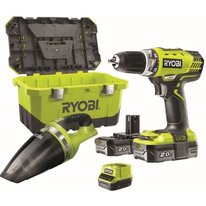 Ryobi Perceuse 18 V 2 Batteries Lithium 2ah Aspirateur 18 V Boite A Outils Achat Vente Perceuse Metal Et Plastique Cdiscount