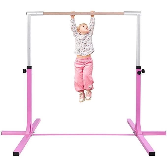 DREAMADE Barre de Gymnastique pour Enfants,Conception à Double Verrouillage,Hauteur Réglable entre 91 et 150 cm pour Chambre à Couch