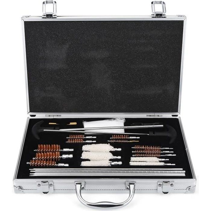 28Pcs Professional Gun Pistolet Fusil Arme à feu Cleaner Kit d'outils nettoyage avec boîte en aluminium
