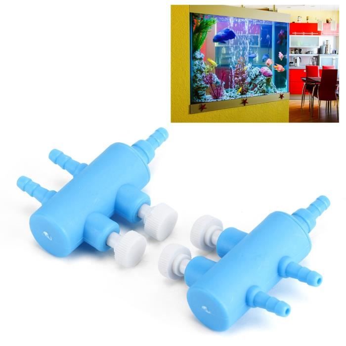 Connecteur de vanne de contrôle de Volume de Tube d'eau d'aquarium en plastique pompe à oxygène séparateur d'air(2 voies 2PCS )-FAS