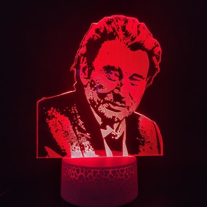 Johnny Hallyday, 7 couleurs Touch Control 3D LED veilleuse, lampe de table Super Star, cadeaux de décoration de Noël pour enfants