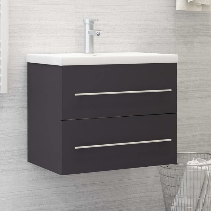 meuble de salle de bain sous lavabo, meuble de rangement sous vasque meuble sous vasque meuble sous vasque gris 60x38.5x48 cm