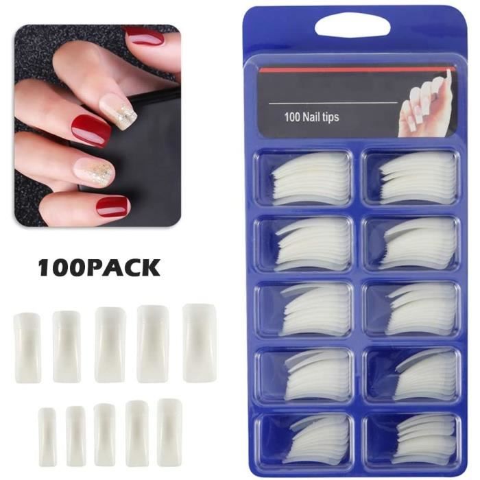 100pcs Capsules Ongles Transparentes Professionnel, Faux Ongles Capsule Transparent, Faux Ongles French Naturel en Plastique ABS,
