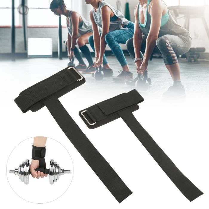 Tbest Sangles de levage 1 Paire Sangles de Levage à Protège-Poignets pour Formation d'Haltérophilie de Musculation(noir )