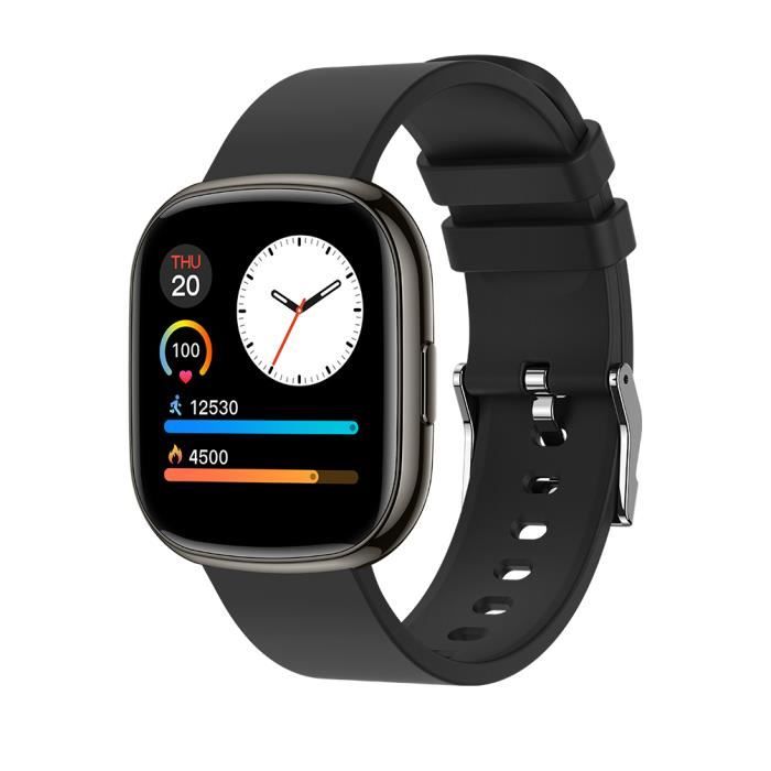 Montre connectée sport Femmes Homme IP68 Etanche mesure de la pression artérielle rappel intelligent -Noir