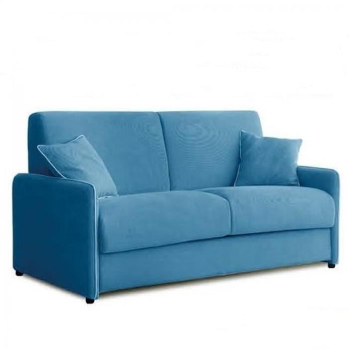 Canapé droit 3 places Bleu Tissu Confort