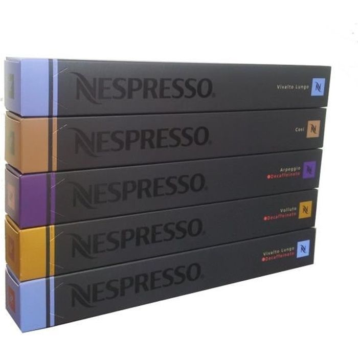 Nespresso Lot de Café et Decafeine Varié - 50 Capsules