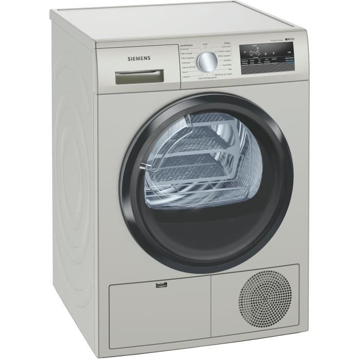 Sèche-linge pompe à chaleur SIEMENS WT45HVX0FF iQ300 - 8 kg - Moteur Induction - Classe A++ - Argent/Inox