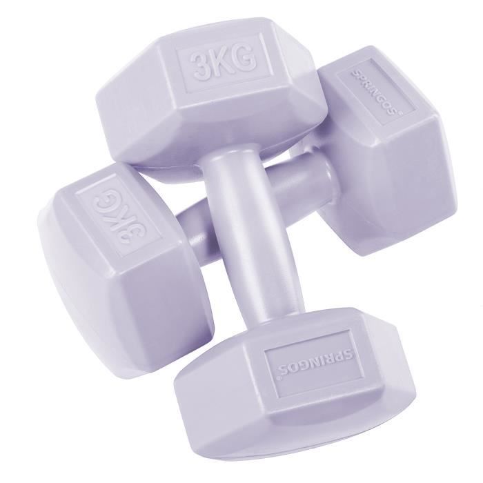 SPRINGOS® Haltères 2x 3 kg Hexagon Dumbbells Entraînement de force pour la gymnastique et le fitness