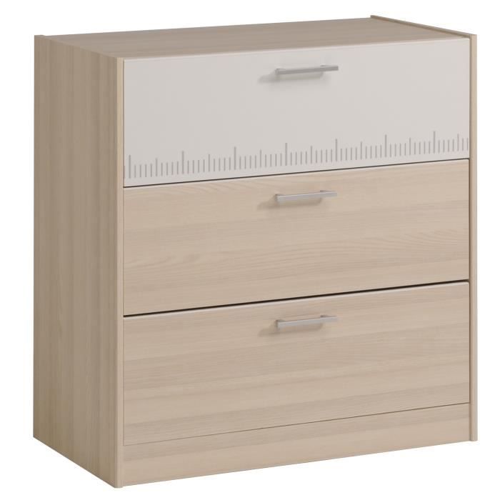 CHARLEMAGNE Commode contemporain Décor acacia et blanc - L 78 cm