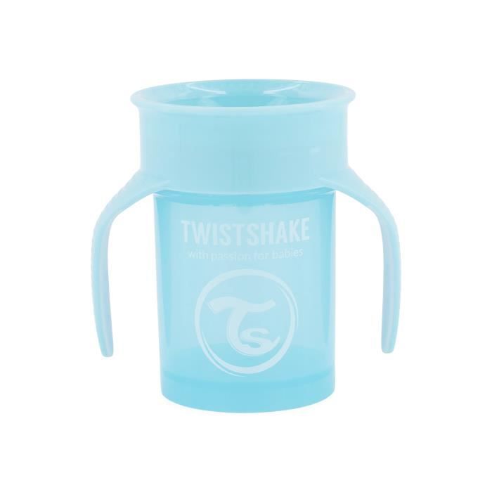 Twistshake 360 Cup Gobelet d'Apprentissage à Boire à Bec 230 ml, Bordure 360° Antifuites, Sans BPA, 6+ Mois et, Bleu Pastel