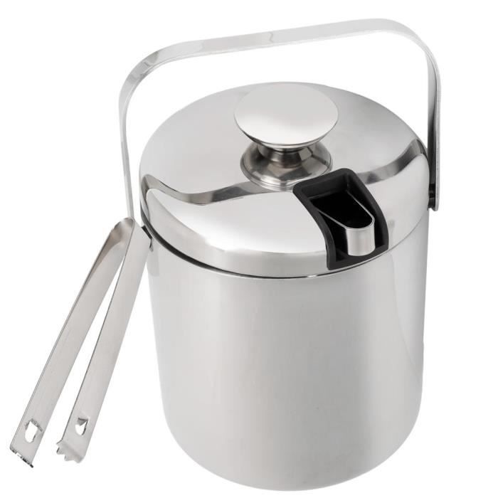 Baril de glace Seau à Glace 1,3L Refroidisseur Isolé Double Couche avec Couvercle Filtre à Eau pour Bar Pique-nique En Stock ABI