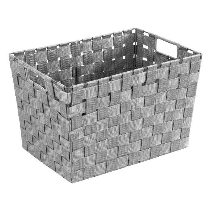 WENKO Panier salle de bain avec poignée Adria M, petite boite de rangement salle de bain, Polypropylène, 35x22x25,5 cm, gris