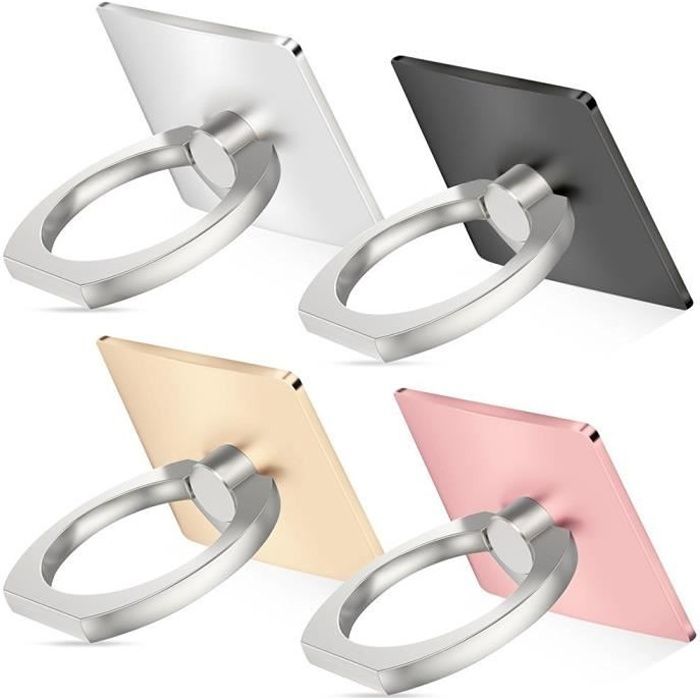 4 Pack( d'or,d'or rose,noir,d'argent)Anneau de Prise à la Main pour Smartphone, Ring Holder Support Bague Universel en Métal pou...