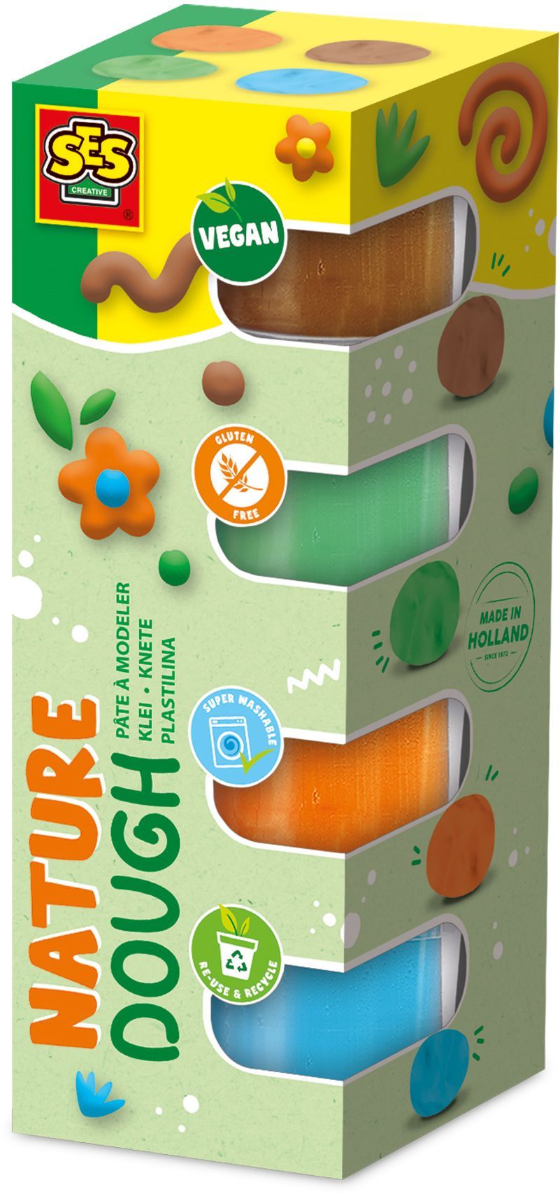 Pâte à modeler SES CREATIVE Feel good Végane Sans gluten Lavable 4x90gr