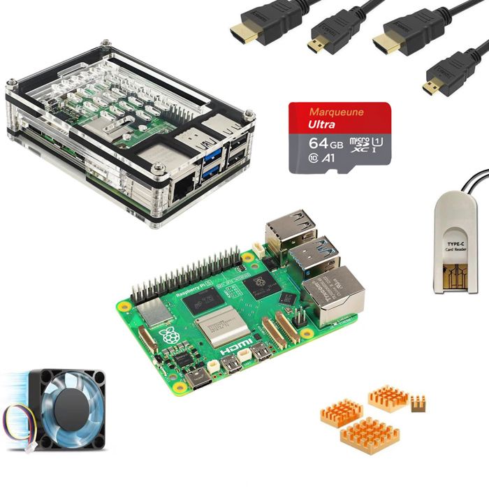 Kit de démarrage Raspberry Pi 5 - Édition 64 Go, Raspberry Pi 5 (4 Go ...