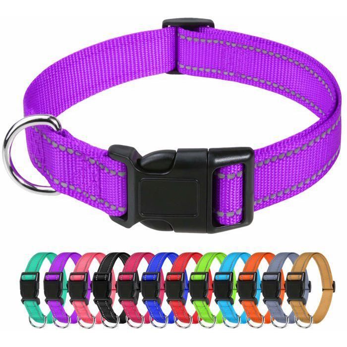 Colliers réfléchissants en nylon pour chien,collier classique réglable avec boucle à dégagement,violet,largeur de 2cm(XS 20-30 cm)