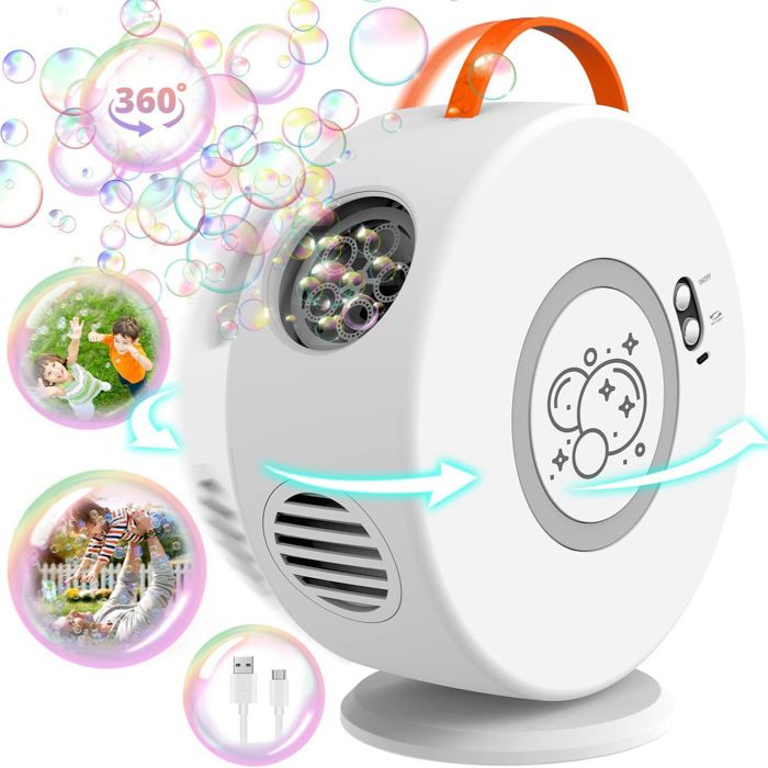 Machine à Bulles Rechargeable 10 Trous – 500 Ml – 2 Vitesses – Avec Trépied – Rose – Intérieur/extérieur