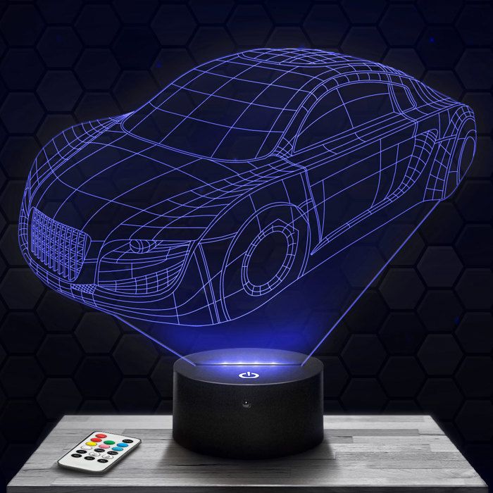 Lampe 3D - Voiture de sport - Accessoire Objet Cadeau Voiture de sport - Veilleuse Led Tactile avec socle au choix et