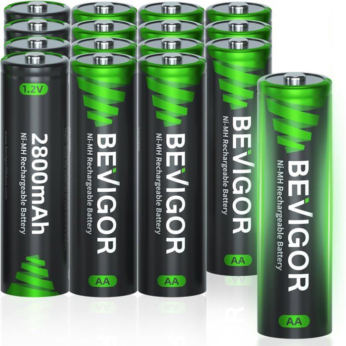 REACELL 16x Piles Rechargeables AA 2800mAh 1,2V NI-MH Batterie Rechargeable 1200 Cycles Accu de Haute Capacité avec Boîtes de Piles