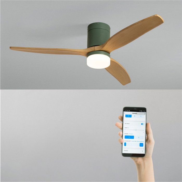 Ventilateur de plafond - Create - Avec lumière - Sauge/Effet bois clair - Ø132cm - 6 vitesses - Create