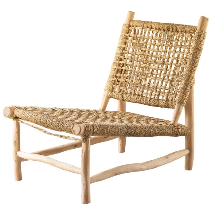 Fauteuil Lounge ajouré bohème Naturel 60x80x75 cm