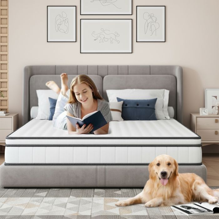 Matelas 90x200 cm épaisseur 25 cm - Ressorts ensachés soutien ferme respirant et silencieux