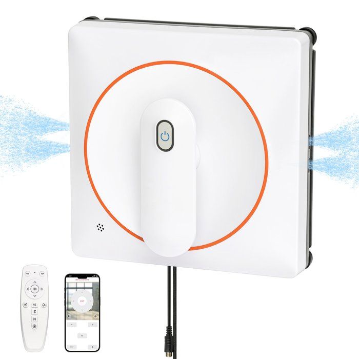 Robot Laveur Vitre Electrique 5600 PA - W34D - Avec APP/Assistant vocal - Double Pulvérisation - 3 Modes Automatiques - 4 Chiffons