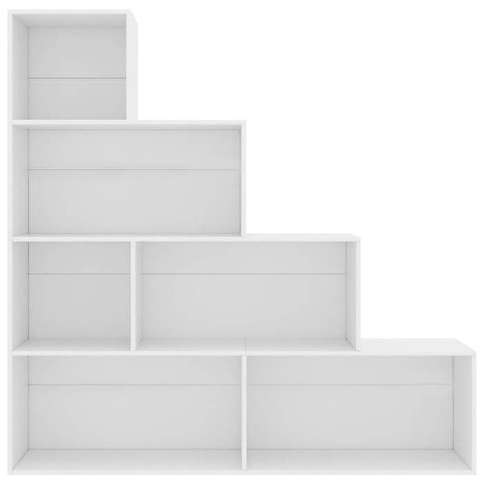 Bibliothèque/Cloison en bois dingénierie - WIENS - 155x24x160 cm - Blanc - 6 étagères ouvertes - Séparateur de pièce