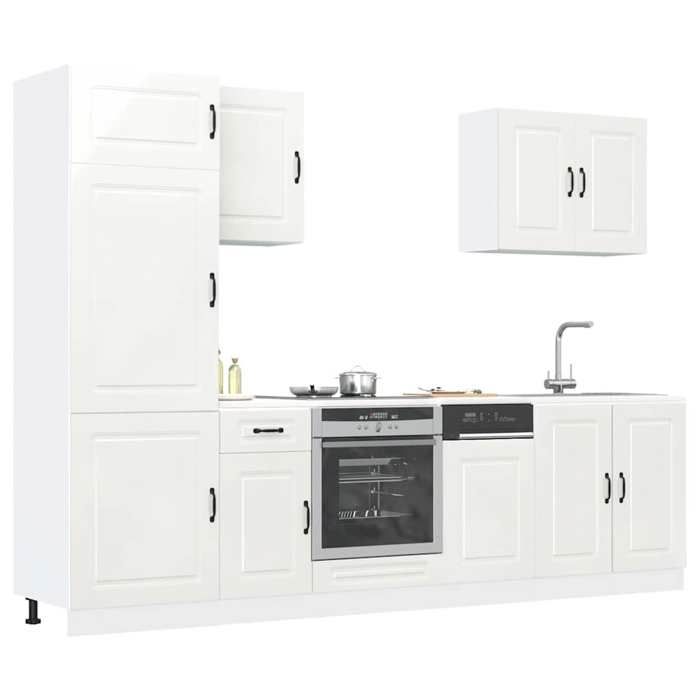 Ensemble darmoires de cuisine - vidaXL - Kalmar - 7 pièces - Blanc brillant - Bois dingénierie - Pieds réglables