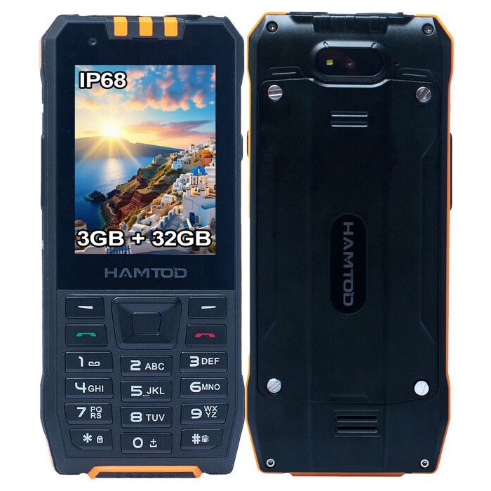 HAMTOD H6 Téléphone Portable Robuste 4G Sénior 3Go + 32Go 2.83 3000mAh 2.83 SOS Android 11 Whatsapp/Twitter FM Orange