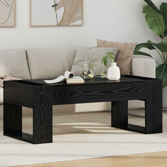 VIDAXL Table basse rectangulaire chêne noir 110 x 50 x 41 cm - Bois dingénierie