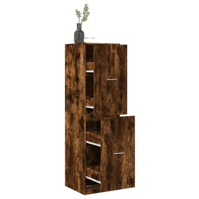 SALE 2026 Buffet bahut Brun - Armoire dapothicaire chêne fumé 40x41x144 5cm - bois ingénierie PRO504098510