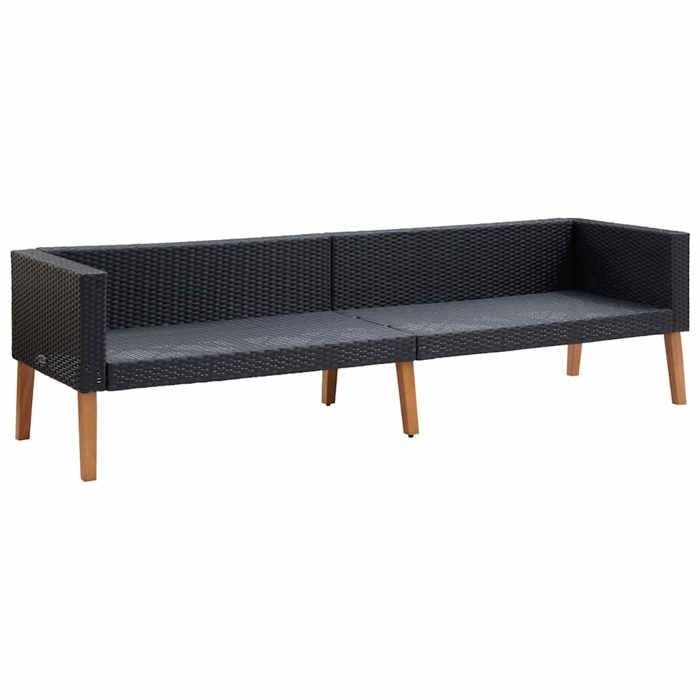 Noir Canapé dextérieur/jardin - SARAZYJ - Canapé de jardin - à 3 places - avec coussins - résine tressée Noir - Hot55067899