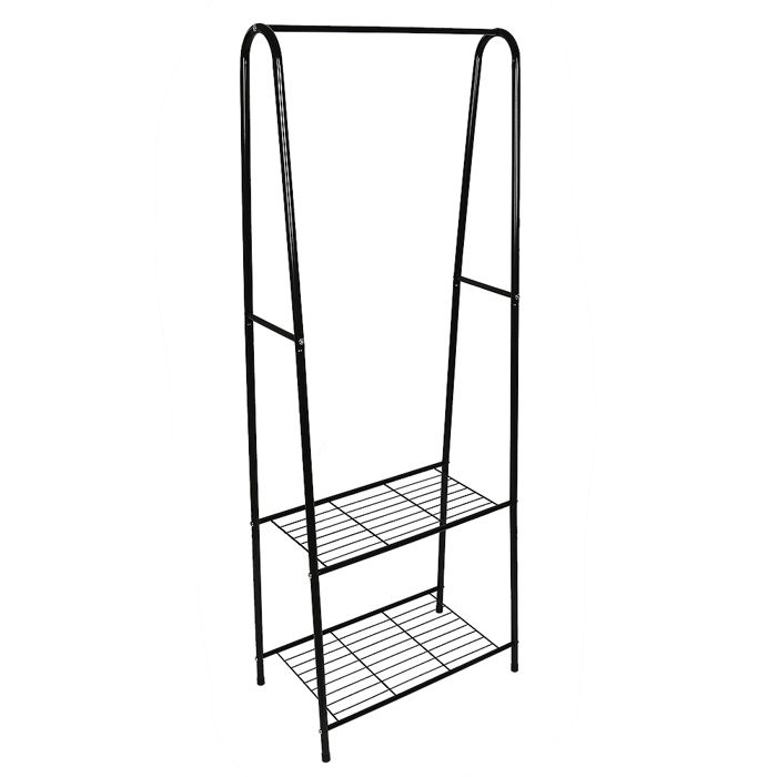 KEDIA Portant Penderie à Vêtement en Acier noir 2 étagères 59.5*36.5*160cm Grande capacité assemblage rapide Robuste et durable
