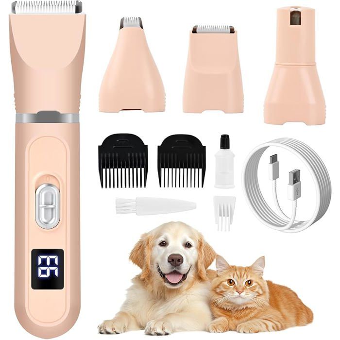 4 In 1 Tondeuse Chien Tondeuse Chat Sans Fil Tondeuse Chien Poil Long Epais Professionnelle Silencieuse Tondeu TONDEUSE POUR ANIMAL
