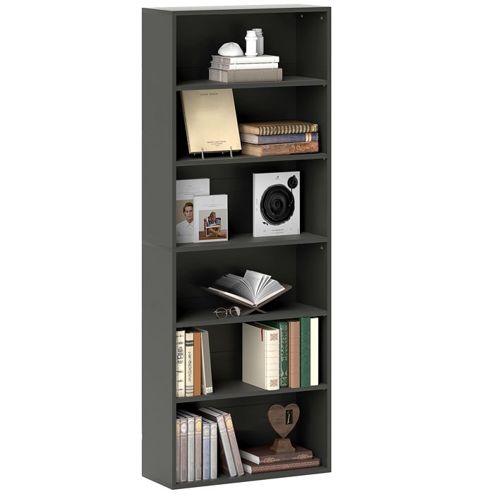 Bibliothèque étagère de rangement - HOMCOM- 6 niveaux - étagères réglables - pour salon chambre bureau 60x24x1585cm - noir